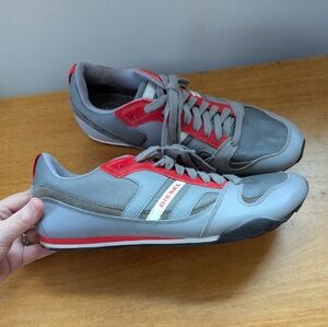 Diesel Grey Red Leather Low Profile Sneaker Euro Style Blokecore